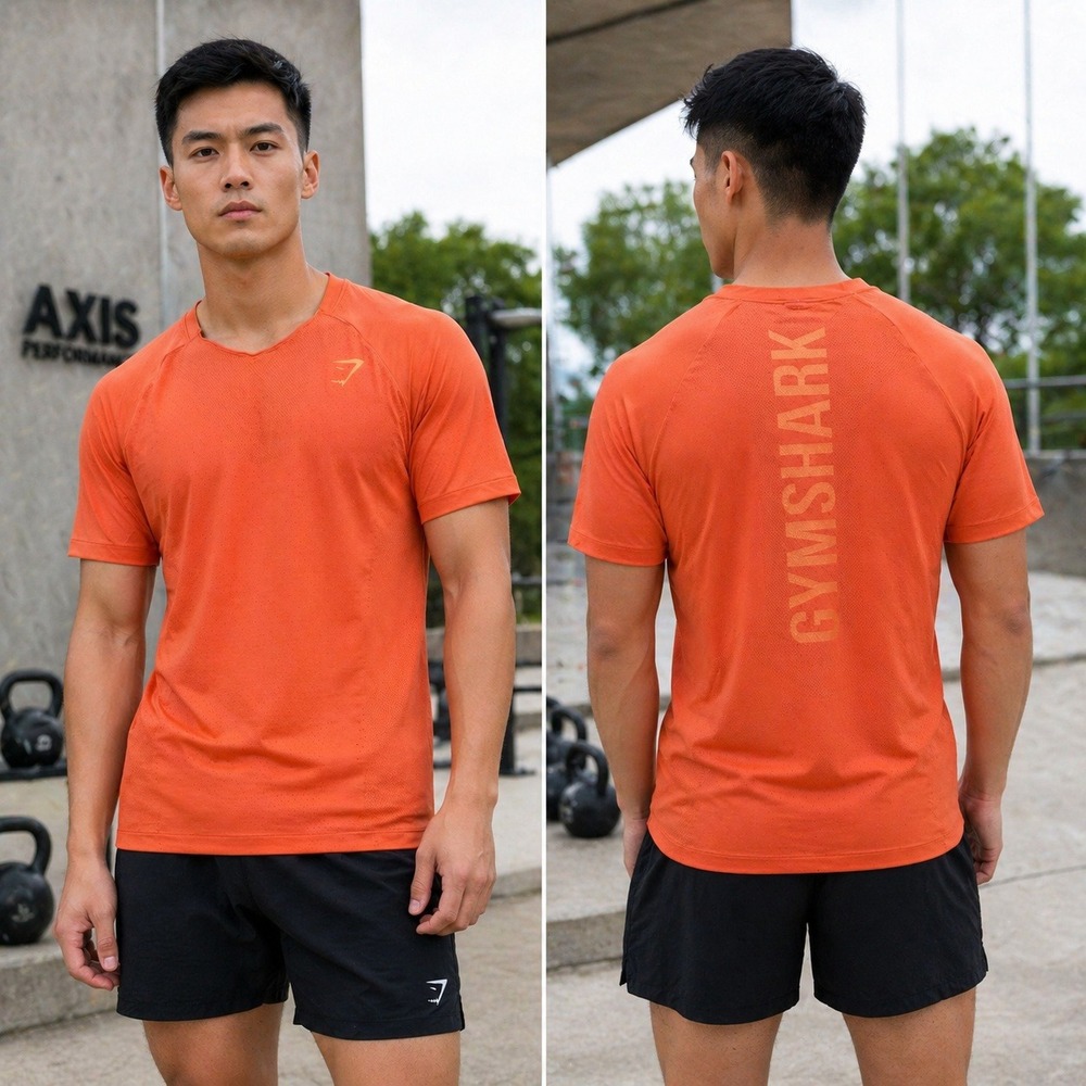 Gymshark Mens Apex Seamless T-Shirt Orange Short Sleeve Training Gym Top Large